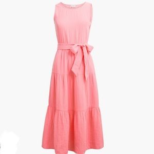 NWT J Crew Factory Belted Gauze Midi Dress